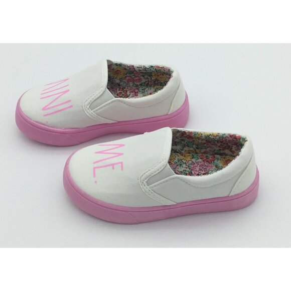 Rae Dunn Mini Me Girls Slip On Sneakers Floral Insole Toddler 9 NIB Pink White🏷 - Picture 6 of 9